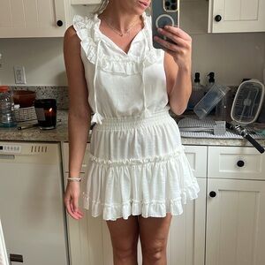 Misa Los Angeles Iliana white shimmer dress